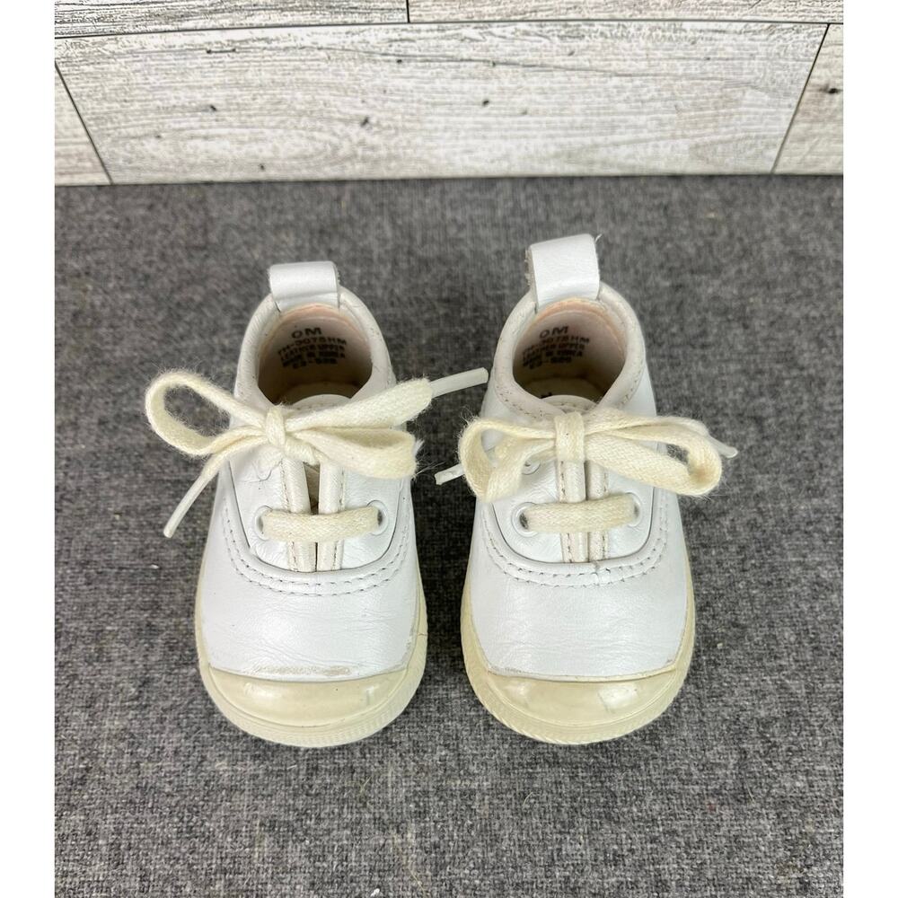 KEDS BABY SHOES White Leather Lace Up Crib Sneaker Infant Newborn 0M